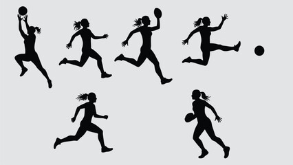 Dynamic Female Athletes Silhouettes: A Diverse Sports Activity Collection