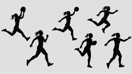 Dynamic Female Athletes Silhouettes Collection in Various Sports Poses