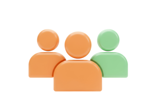 Group of people 3D render isolated PNG, team members or social network concept on transparent background