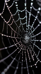 Close-up of Dew Drops on Spider Web
