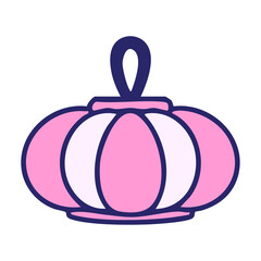 a hanging  traditonal japanese lantern in bright neon color