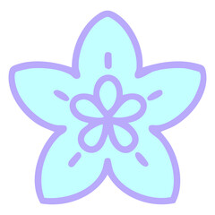 culturally traditional japanese single flower icon in bright neon color