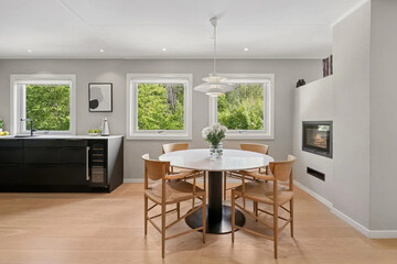 modern luxury dining room interior, 3d render
