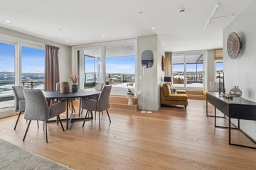 modern luxury dining room interior, 3d render
