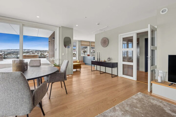 modern luxury dining room interior, 3d render
