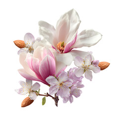 Naklejka premium Spring Blossom Collection - Magnolia, Lilac, and Almond Tree Blooms