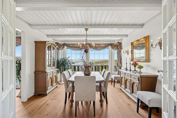 modern luxury dining room interior, 3d render