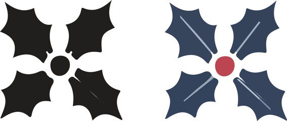 Two holly designs in black and blue color schemes