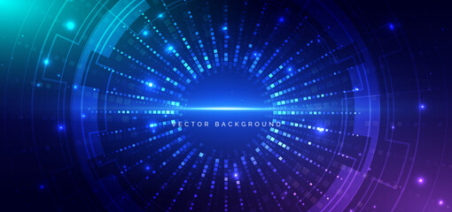 Obraz premium Futuristic digital data technology Background with square pattern element glowing.