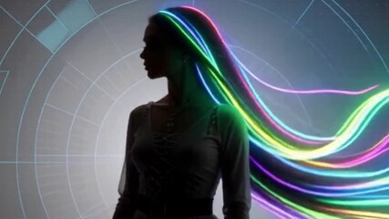 Girl with Colorful Hair in Motion – Vibrant Beauty Concept - Powered by Adobe