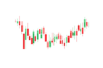 Dynamic stock market chart showing price fluctuations with red and green candlestick patterns signaling trends