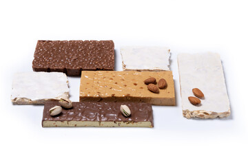 Assorted traditional Christmas nougat pattern isolated on white background