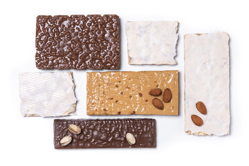 Assorted traditional Christmas nougat pattern isolated on white background