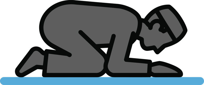 praying person, gray, black outline, blue mat clip art preview