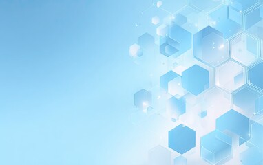 Abstract digital illustration of geometric light blue and white 3D hexagonal shapes
