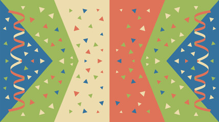 Abstract background with colorful triangles and streamers in a symmetrical design layout style