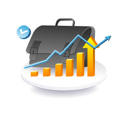 Business bag and chart design symbolizing economy and development