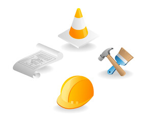 Bundle of illustrations on the theme of architectural design and carpentry