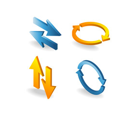 Bundle of illustrations of rotation arrow symbols