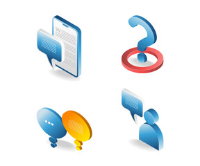 A bundle of illustrations themed social media conversation questions