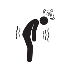 Shaking Stick Figure Icon, Trembling Person Symbolizing Sickness, Weakness, Fear, and Dizziness.

