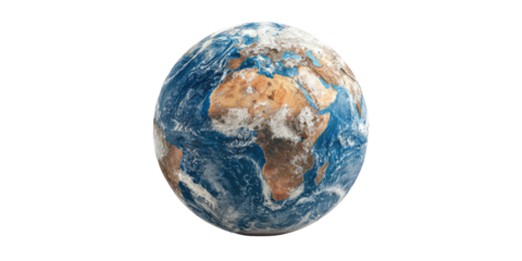 A photo of Earth, showcasing continents, oceans, and cloud formations against a black background