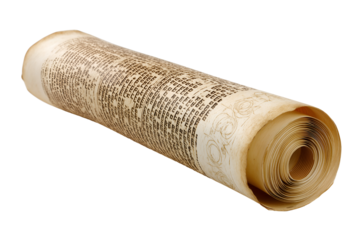 Ancient scrolled manuscript with detailed text and organic markings, hinting at historical knowledge