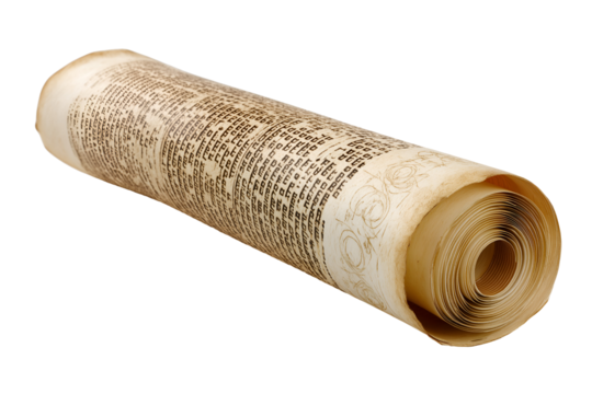 Ancient scrolled manuscript with detailed text and organic markings, hinting at historical knowledge