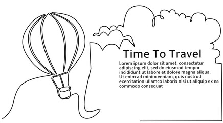 Balloon Air line art . For business and world travel illustration concept banner space article 
