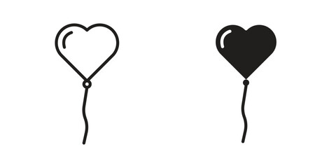 Heart balloon icon outline illustration sign