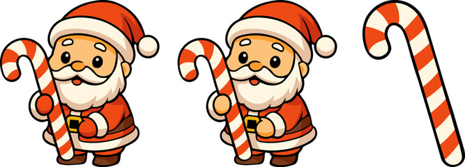Festive santa celebrating the holidays candy cane wonderland cartoon collection joyful environment whimsical viewpoint