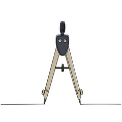 Compass drawing tool in simple line art illustration  