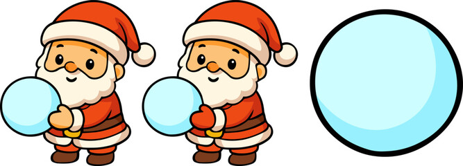 Cute holiday cartoon santa collection set fun winter environment playful illustrations joyful viewpoint for festive cheer