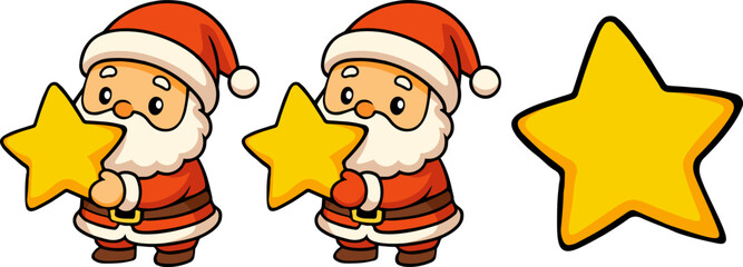 Santa claus celebrates the holidays festive cartoon collection joyful environment cheerful viewpoint adorable star-holding designs