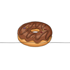 Chocolate donut with colorful sprinkles on a white background  