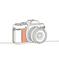 Outline of a vintage camera on a minimal background  