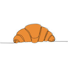Single croissant illustration in orange line art style  