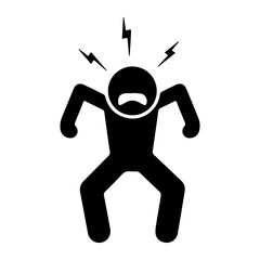 angry furious man screaming clip art icon symbol, emotional stress, psychological problems, negative emotion, isolated vector 
illustration