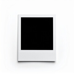Instant polaroid photo frame, blank black center, isolated on white background, minimalist design