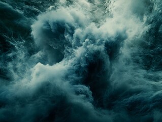 Abstract stormy blue sea with powerful wave, nature concept and backgrounds