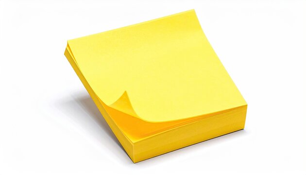 Stack of Bright Yellow Adhesive Notes on Clean White Surface Casting a Gentle Shadow