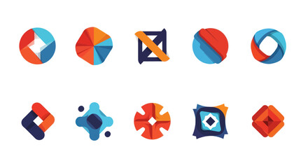 Collection of Modern Abstract Geometric Logos with Vibrant Flat Design and Shaded Effects, Flat Vector Elements, Vector Illustration, Simple Vector, Stylized Vector Drawing, Vector Template, Clean