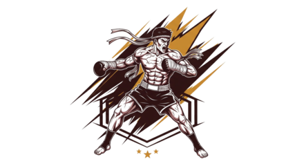 Powerful Muay Thai Fighter Illustration