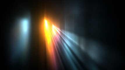 Colorful Light Beams with Lens Flare on Dark Background - Abstract Light Effect for Digital Design, Posters and Web Backdrops