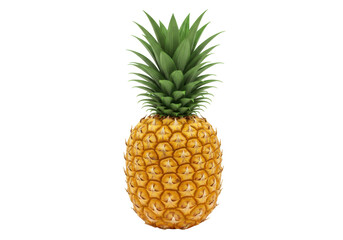 Isolated pineapple fruit with fresh green leaves healthy food summer ingredient delicious