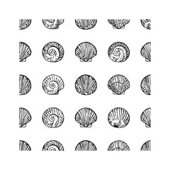 Vector silhouettes of starfish in various forms, black and white, simple line art style 2.eps