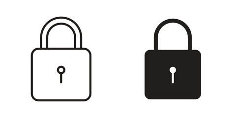 Lock icon outline illustration sign