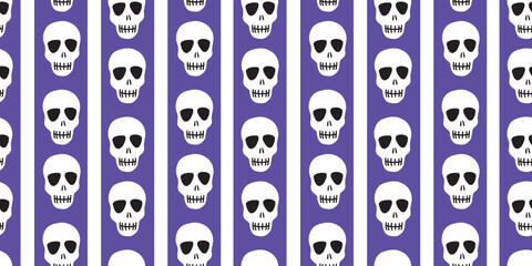 Skull pattern. Skulls on a purple background.Vector illustration. Bright and fashionable design for Halloween, Day of the dead, tattoos, prints, post