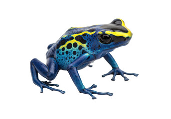 Obraz premium Isolated Dyeing Poison Frog on Display, Showing Its Spectacular Blue, Black, and Yellow Spots