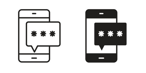 Otp sms password icon outline illustration sign